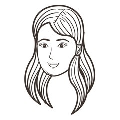 beautiful and young woman head character vector illustration design
