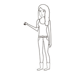 beautiful and young woman character vector illustration design