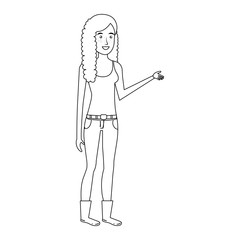 beautiful and young woman character vector illustration design