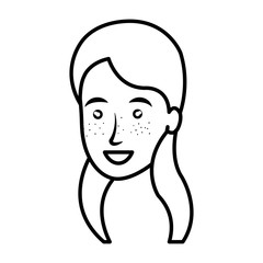 beautiful and young woman head character vector illustration design