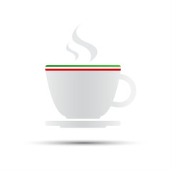 Simple vector coffee icon with italian flag isolated on white background