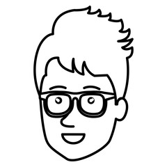 young man head avatar character vector illustration design