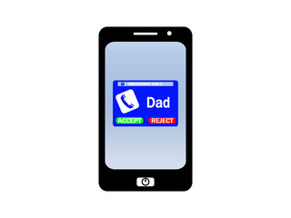Smarthphone with an incoming call from dad. 