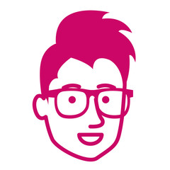 young man head avatar character vector illustration design