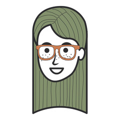 beautiful and young woman head character vector illustration design