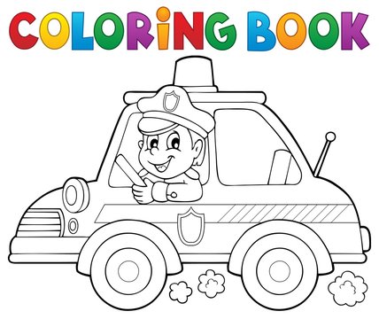 Coloring book police car theme 1