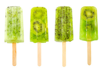 Set of homemade kiwi popsicle