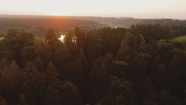 Aerial view of Nemunas river bend