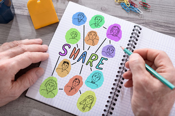 Share concept on a notepad