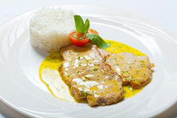 pork cutlet with curry sauce and rice