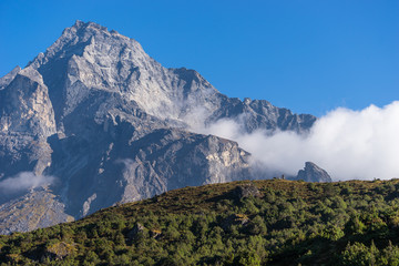 Himalaya mountain landscape at Namche Bazaar, Everest region, Nepal