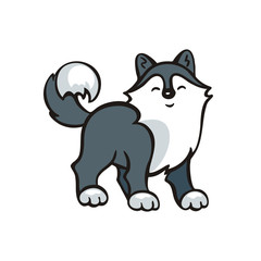 Funny husky dog. Vector illustration in cartoon style.