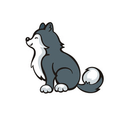 Funny husky dog. Vector illustration in cartoon style.