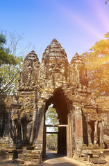 ruins of entrance gate of the temple (12th century), Siem Reap,  Cambodia