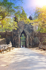 ruins of entrance gate of the temple (12th century), Siem Reap,  Cambodia