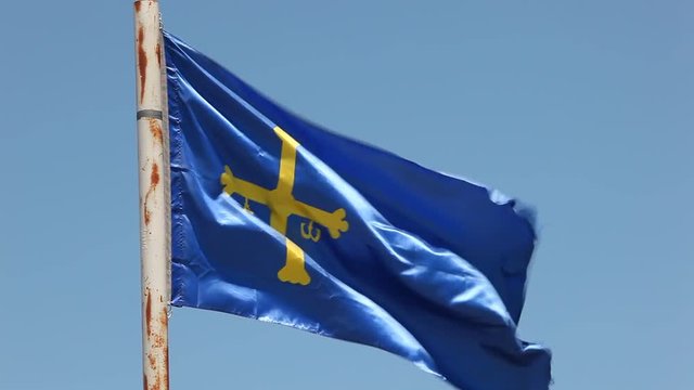 Flag of the principality of Asturias - an autonomous community in Spain