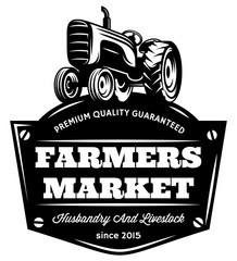 Vector monochrome pattern with vintage tractor on field © 111chemodan111