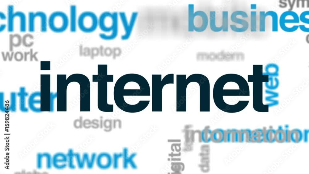 Aufkleber internet animated word cloud, text design animation.