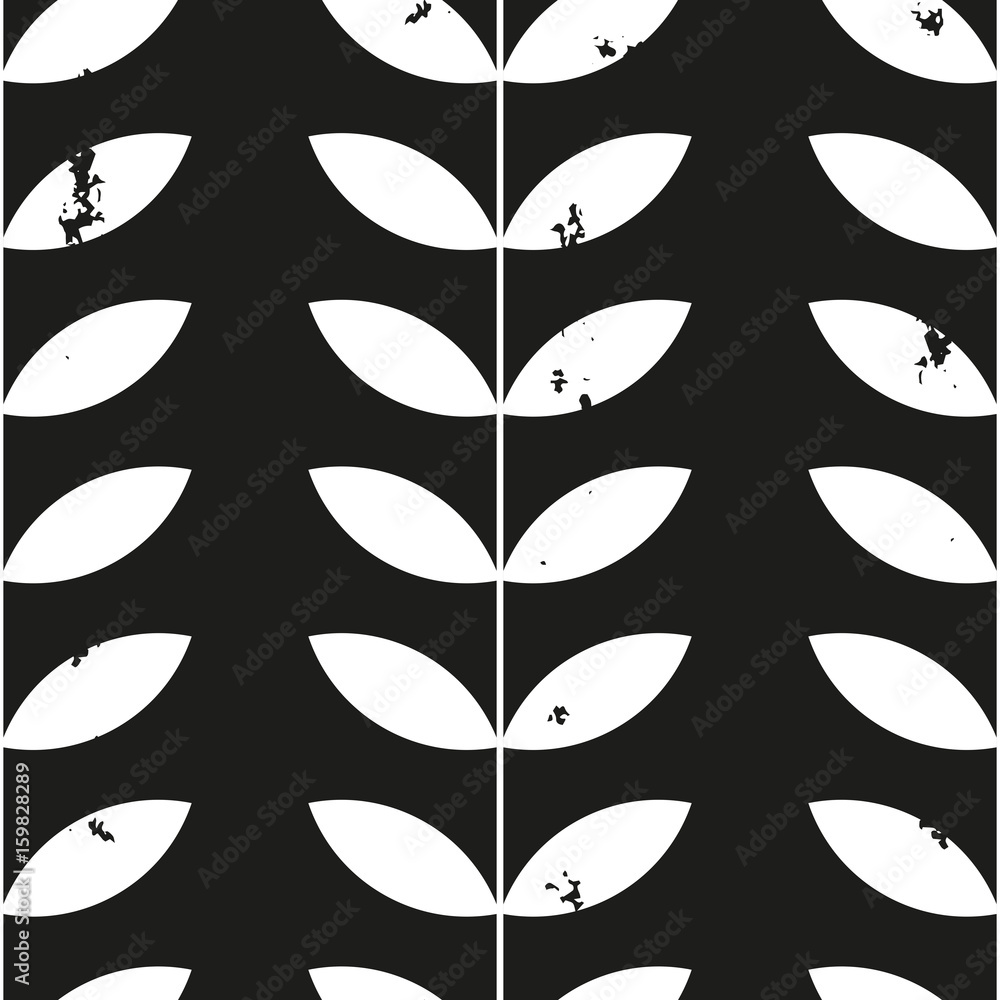 Poster Vector floral seamless pattern with stylized twigs and leaves in retro style.