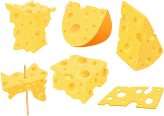 Set of Cartoon Illustration. Cheese Clip Art for you Design