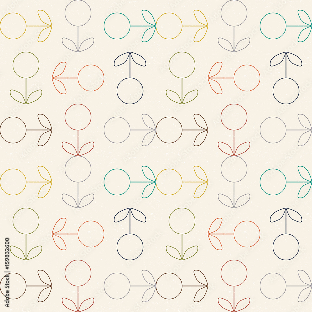Aufkleber modern vector abstract seamless geometric pattern with stylized flowers and leaves in retro scandina
