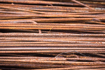 Old steel bar,mild steel round bar background.