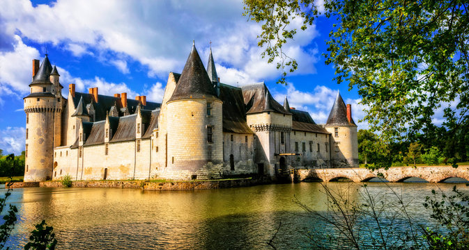Romantic medieval castles of Loire valley - fairytale Le Plessis Bourre. France