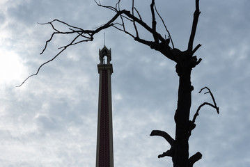 Silhouette of a part of the Thai funeral pyre.