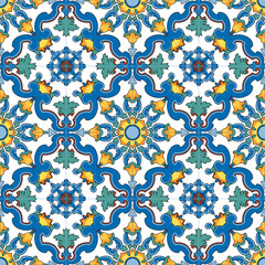 Seamless vector pattern with hand drawn traditional motifs of southern italy ceramics 