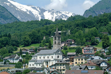 The rural village of Aquila on the Swiss alps