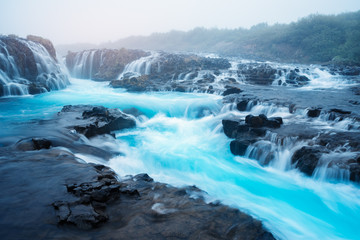 Landscape with Bruarfoss waterfall in Iceland