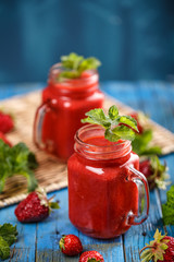 Fototapeta na wymiar Fresh strawberry smoothie