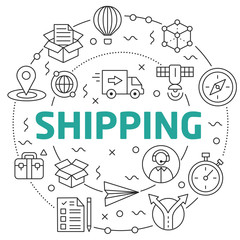 Linear illustration for presentations in the round shipping