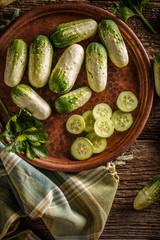 Top view fresh cucumber