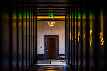 Interior hallway at the Sagamore Pendry Hotel in Fells Point, Baltimore, Maryland.