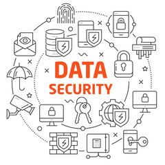 Linear illustration for presentations in the round data security