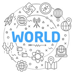 Linear illustration for presentations in the round world