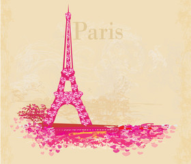 Fototapeta na wymiar Vintage retro Eiffel tower abstract card