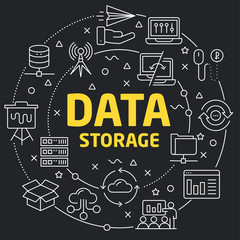 Linear illustration for presentations in the round data storage