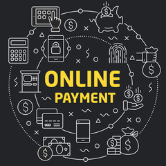 Linear illustration for presentations in the round online payment