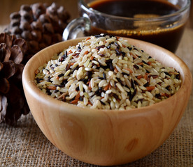Rice mix seed in bowl on table