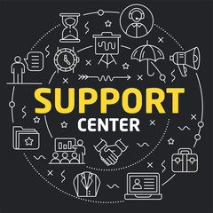 Linear illustration for presentations in the round support center
