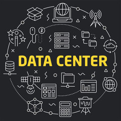 Linear illustration for presentations in the round  data center