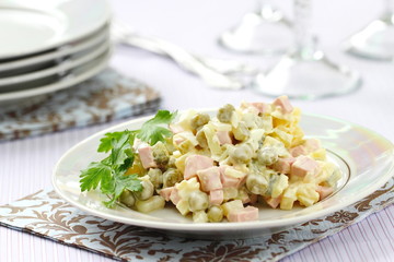 Russian traditional salad Olivier
