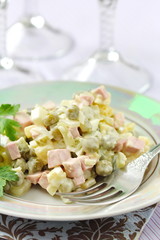 Russian traditional salad Olivier