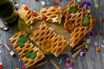 coca de Sant Joan, sweet flat cake from Catalonia, Spain