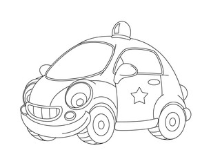Cartoon police car isolated - coloring page / illustration for children © honeyflavour