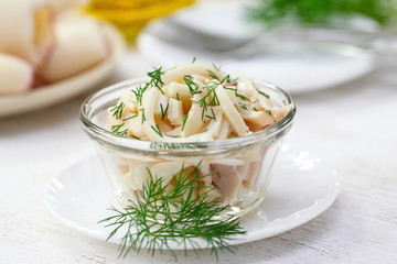 Salad with boiled squids