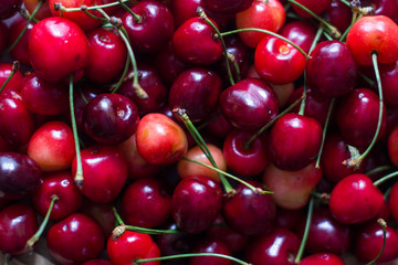 Fresh cherry red natural texture macro texture.
