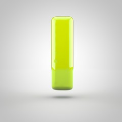 Glossy lime paint letter I uppercase isolated on white background